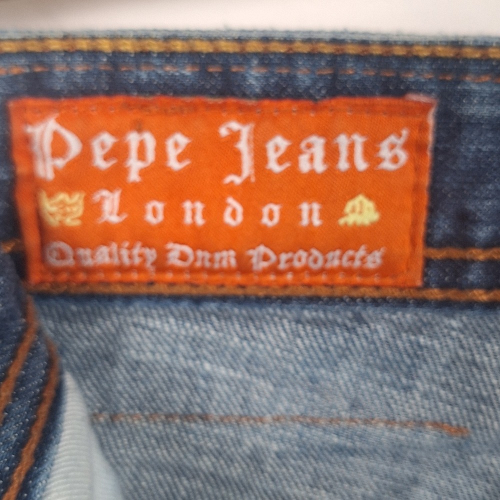 Pepe Jeans London Vintage Y2K Embroidered Dragon Tiger Denim Shorts Jorts Blue - Picture 6 of 16